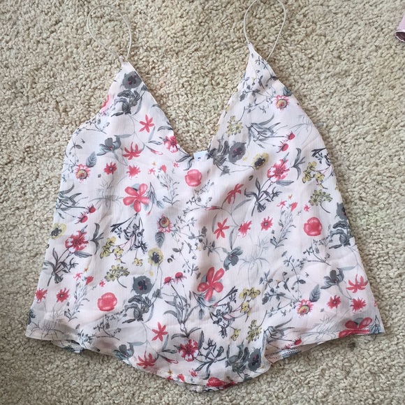 LF pink floral flowy tank top - Picture 3 of 3